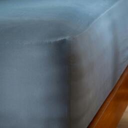 Rackhams Storm Blue Stonewashed Cotton 30cm Standard Fitted Sheets - Super King
