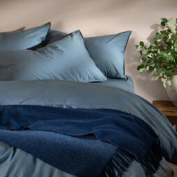 Rackhams Storm Blue Stonewashed Cotton 30cm Standard Fitted Sheets - Super King - thumbnail 3