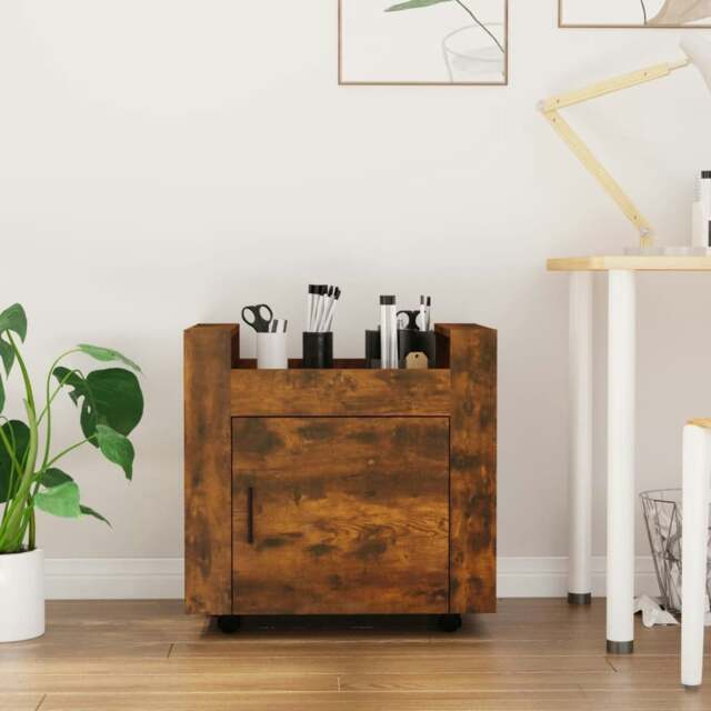 Rackhams Desk Trolley Smoked Oak 60x45x60 cm Engineered Wood