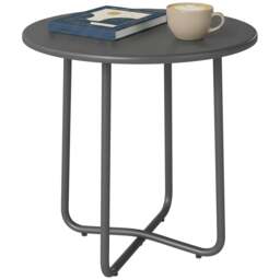 Rackhams Metal Garden Side Table, 48 cm Round Outdoor Table - Dark Grey - Garden Side Table - thumbnail 2