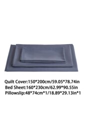 Rackhams Single Duvet Cover and Flat Sheet Set with 1 Pillowcases Solid Color Soft Brushed Fibe Three-Piece Set - Grey - thumbnail 6