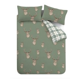 Rackhams Stag Check Reversible Duvet Cover Set Soft Green - Single - Soft Green - thumbnail 5