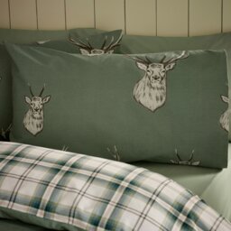 Rackhams Stag Check Reversible Duvet Cover Set Soft Green - Single - Soft Green - thumbnail 3