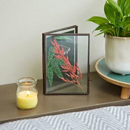 "Rackhams Antique Brass Recycled Glass Folded Double Photo Frame - 10"" x 8""" - thumbnail 4