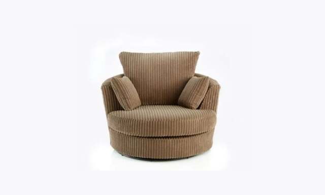 Rackhams Dylan Jumbo Cord Fabric Swivel Chair Armchair in Coffee - Coffee