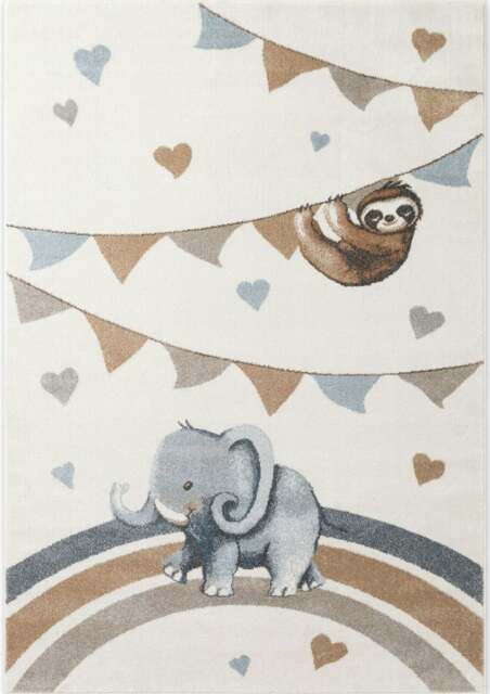 Rackhams Boho Kids Walk like an Elephant Rainbow Party Rug - 120X170 cm - image 1