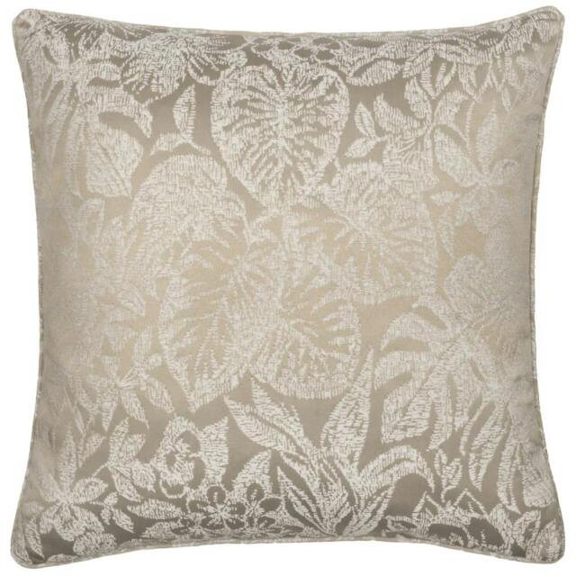 Rackhams Bali Jacquard Botanical Cushion Cover - Natural - 50cm x 50cm - Natural - 100% Polyester - image 1