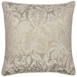 Rackhams Bali Jacquard Botanical Cushion Cover - Natural - 50cm x 50cm - Natural - 100% Polyester