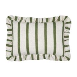 Rackhams Connie Ruffles Striped Cushion Cover - Moss - 35cm x 50cm - Moss - 85% Polyester/15% Linen - thumbnail 1