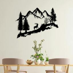 Rackhams Mountain Peak and Forest Silhouette Metal Wall Decor 90 cm - Metal - Black - thumbnail 1