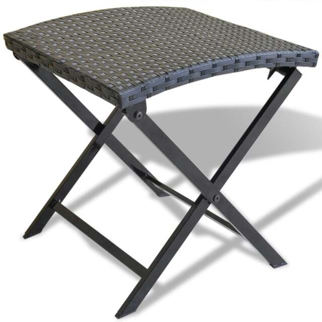Rackhams Folding Stool Poly Rattan Black