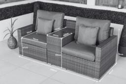 Rackhams Havana 2 Seat Modular Sofa Rattan Garden Bistro Balcony Furniture Set Outdoor Drinks Cooler Table - Brown - 1 - thumbnail 5