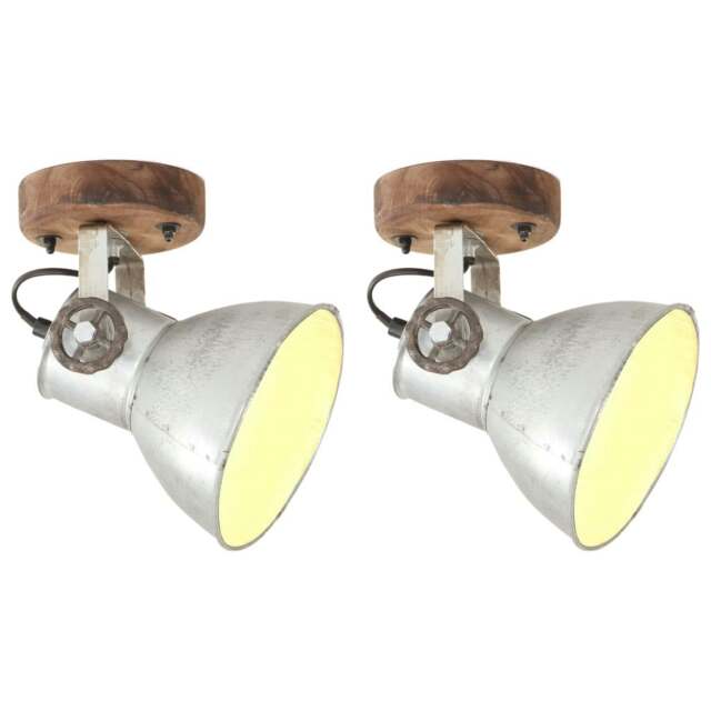 Rackhams Industrial Wall/Ceiling Lamps 2 pcs Silver 20x25 cm E27