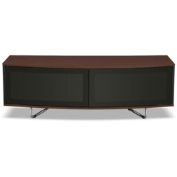 "Rackhams Caru Gloss Black and Walnut Beam-Thru Remote Friendly Super-Contemporary ""D"" Shape Design 32""-65"" LED/OLED/LCD TV Cabinet" - thumbnail 5