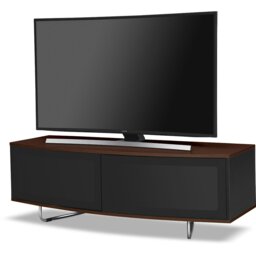 "Rackhams Caru Gloss Black and Walnut Beam-Thru Remote Friendly Super-Contemporary ""D"" Shape Design 32""-65"" LED/OLED/LCD TV Cabinet" - thumbnail 3