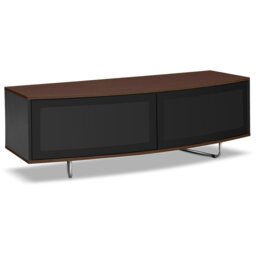 "Rackhams Caru Gloss Black and Walnut Beam-Thru Remote Friendly Super-Contemporary ""D"" Shape Design 32""-65"" LED/OLED/LCD TV Cabinet" - thumbnail 4