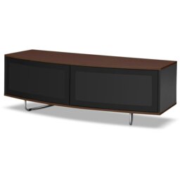 "Rackhams Caru Gloss Black and Walnut Beam-Thru Remote Friendly Super-Contemporary ""D"" Shape Design 32""-65"" LED/OLED/LCD TV Cabinet" - thumbnail 6