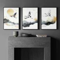 Rackhams Art For Huge Wall - Set of 3 Asian Inspired Wall art Prints - A2 16.54 x 23.39 in / 42 x 59.4 cm - Satin Photo paper 280 gsm - Oak Frame - thumbnail 6