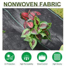 Rackhams 2m x 50m Weed Control Membrane, Heavy Duty Weed Control Barrier Fabric, 90gsm Ground Cover for Patios, Garden, Flower beds, Landscaping - thumbnail 4