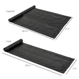 Rackhams 2m x 50m Weed Control Membrane, Heavy Duty Weed Control Barrier Fabric, 90gsm Ground Cover for Patios, Garden, Flower beds, Landscaping - thumbnail 3