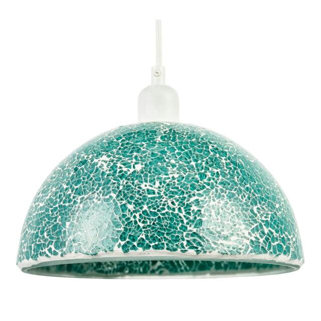 Rackhams Teal Mosaic Handmade Pendant Lamp Shade with Domed Semi Circular Shape - image 1