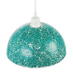 Rackhams Teal Mosaic Handmade Pendant Lamp Shade with Domed Semi Circular Shape - thumbnail 3