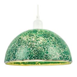 Rackhams Teal Mosaic Handmade Pendant Lamp Shade with Domed Semi Circular Shape - thumbnail 2