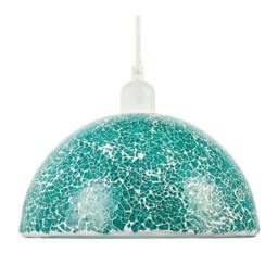 Rackhams Teal Mosaic Handmade Pendant Lamp Shade with Domed Semi Circular Shape - thumbnail 5