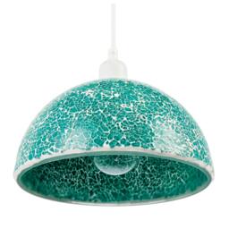 Rackhams Teal Mosaic Handmade Pendant Lamp Shade with Domed Semi Circular Shape - thumbnail 4