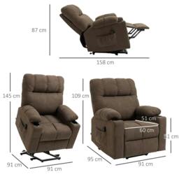 Rackhams Electric Riser and Recliner Chair for Elderly, Power Lift Recliner Chair with Remote Control, Dark Brown - thumbnail 3