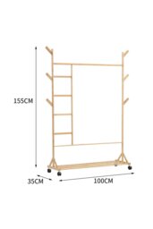 Rackhams Stylish Bamboo Clothes Rack with Bottom Shelf Versatile Shoe and Clothing Organizer - Natural - thumbnail 6