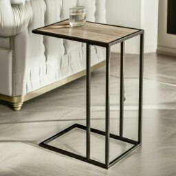 Rackhams Industrial C-Shaped Sofa End Table Brown - thumbnail 2