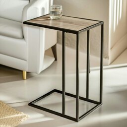 Rackhams Industrial C-Shaped Sofa End Table Brown - thumbnail 3