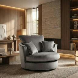 Rackhams Olympia Living Room Furniture Range - Plush Moon Grey - Swivel Chair - thumbnail 1