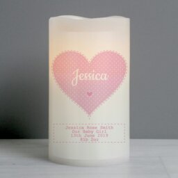 Rackhams Personalised Stitch & Dot Baby Girl Night Light LED Candle