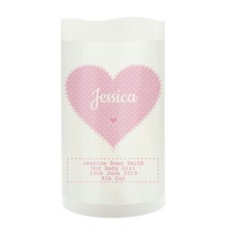 Rackhams Personalised Stitch & Dot Baby Girl Night Light LED Candle - thumbnail 2