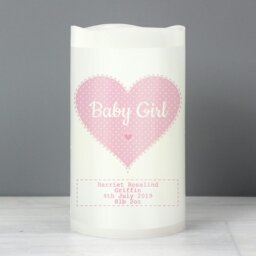 Rackhams Personalised Stitch & Dot Baby Girl Night Light LED Candle - thumbnail 4