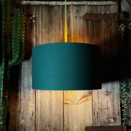 "Rackhams Hunter Green Cotton Lampshade With Copper Foil Lining - 70cm Diameter x 30cm Height / (27"" x 12"")" - thumbnail 2