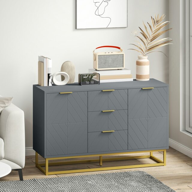 Rackhams Sideboard Storage Cabinet with Adjustable Shelves, Grey - matte - sideboard - grey - image 1