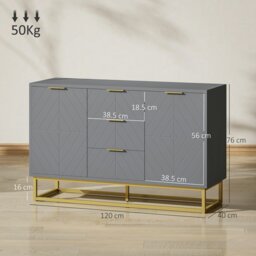 Rackhams Sideboard Storage Cabinet with Adjustable Shelves, Grey - matte - sideboard - grey - thumbnail 5