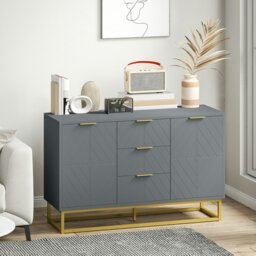Rackhams Sideboard Storage Cabinet with Adjustable Shelves, Grey - matte - sideboard - grey - thumbnail 1