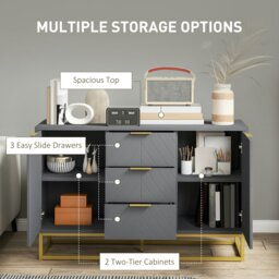 Rackhams Sideboard Storage Cabinet with Adjustable Shelves, Grey - matte - sideboard - grey - thumbnail 4