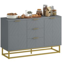Rackhams Sideboard Storage Cabinet with Adjustable Shelves, Grey - matte - sideboard - grey - thumbnail 2