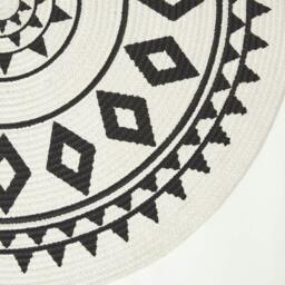 Rackhams Lia White & Black Mandala Handoven Cotton Rug - 120 cm Round - thumbnail 4
