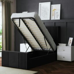 Rackhams Elara Ottoman Bed with Winged Panel Headboard - Black - Single / 3ft - thumbnail 5