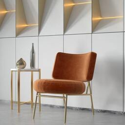 Rackhams Aron Dining Chair, Velvet - Orange - thumbnail 3