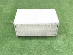Rackhams Wicker PE Rattan Sofa Garden Furniture Set with Armchair Oblong Coffee Table 2 Small Footstools Side Table Light Grey Mixed - thumbnail 4