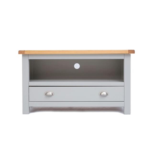 Rackhams Argenta Light Grey 1 Drawer TV Cabinet Chrome Cup Handle - Light Grey - image 1