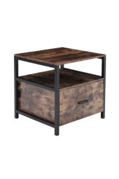 Rackhams 55cm W x 51cm D x 56cm H Industrial 1 Drawer Bedside Table Bedroom - Brown - thumbnail 4