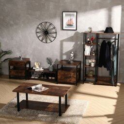 Rackhams 55cm W x 51cm D x 56cm H Industrial 1 Drawer Bedside Table Bedroom - Brown - thumbnail 2
